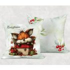 Névvel kérhető - Cuki karácsonyi róka és az ajándékok mintás párna