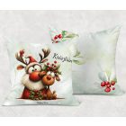 Névvel kérhető - Cuki karácsonyi Mikulás és Rudolf mintás párna