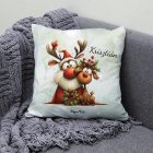 Névvel kérhető - Cuki karácsonyi Mikulás és Rudolf mintás párna