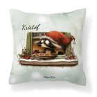 Névvel kérhető - Cuki karácsonyi mosómaci és a süti mintás párna