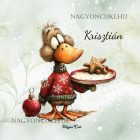 Névvel kérhető - Cuki karácsonyi kacsa sütivel mintás párna