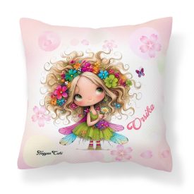   Névvel kérhető - Bájos virág tündér pillangóval mintás párna