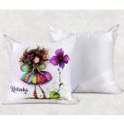 Névvel kérhető - Bájos ibolya virágos tündér mintás párna
