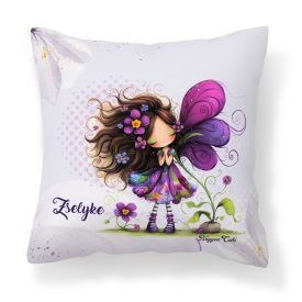   Névvel kérhető -  Cuki ibolya virágos tündér mintás párna