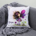 Névvel kérhető -  Cuki ibolya virágos tündér mintás párna