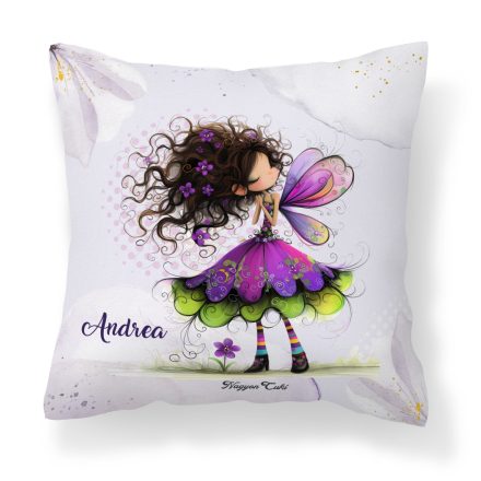 Névvel kérhető -  Kedves ibolya virágos tündér mintás párna