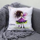 Névvel kérhető -  Kedves ibolya virágos tündér mintás párna