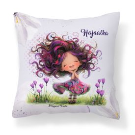   Névvel kérhető -  Bájos krókusz virágos tündér mintás párna