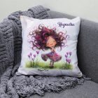 Névvel kérhető -  Bájos krókusz virágos tündér mintás párna