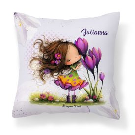   Névvel kérhető -  Cuki krókusz virágos tündér mintás párna