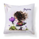 Névvel kérhető -  Kedves krókusz virágos tündér mintás párna
