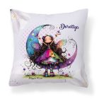 Névvel kérhető - Aranyos lila virágos tündér és a hold mintás párna