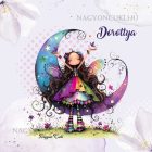 Névvel kérhető - Aranyos lila virágos tündér és a hold mintás párna