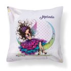 Névvel kérhető - Szépséges lila virágos tündér és a hold mintás párna