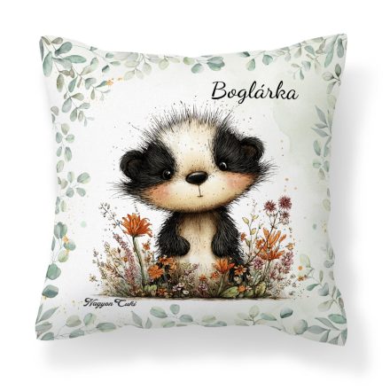 Névvel kérhető - Az éjszakák vándora, édes kis borz mintás párna