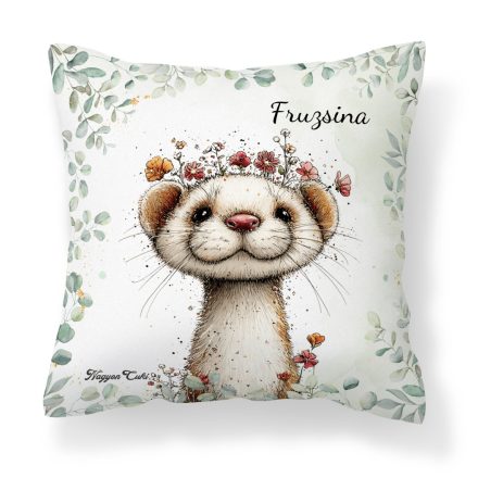 Névvel kérhető - Tündéri hermelin, a kecses felfedező mintás párna