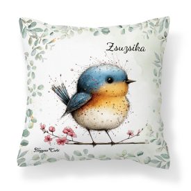   Névvel kérhető - Aranyos kék cinege, a fürge akrobata mintás párna
