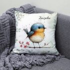 Névvel kérhető - Aranyos kék cinege, a fürge akrobata mintás párna