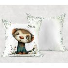 Névvel kérhető - Játékos felfedező, a vadászgörény mintás párna