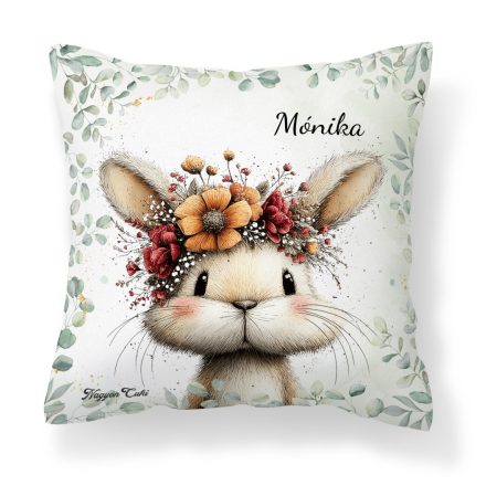 Névvel kérhető - Tavasz hírnöke, a mezei nyuszi mintás párna