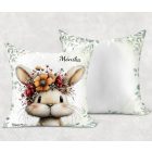 Névvel kérhető - Tavasz hírnöke, a mezei nyuszi mintás párna