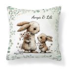 Névvel kérhető - Anya és a kicsi nyuszikája mintás párna