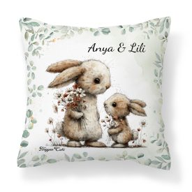   Névvel kérhető - Anya és a kicsi nyuszikája mintás párna