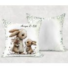 Névvel kérhető - Anya és a kicsi nyuszikája mintás párna