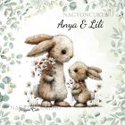 Névvel kérhető - Anya és a kicsi nyuszikája mintás párna