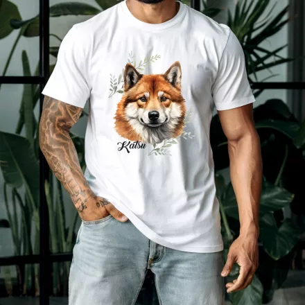 Névvel kérhető - Vörös Akita portré férfi póló