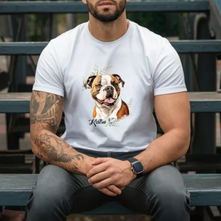 Névvel kérhető - Amerikai bulldog portré férfi póló