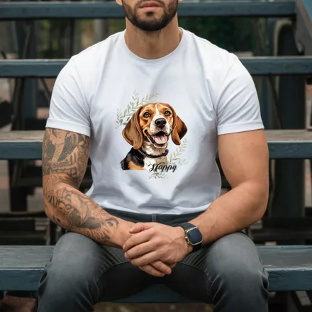 Névvel kérhető - Beagle portré férfi póló