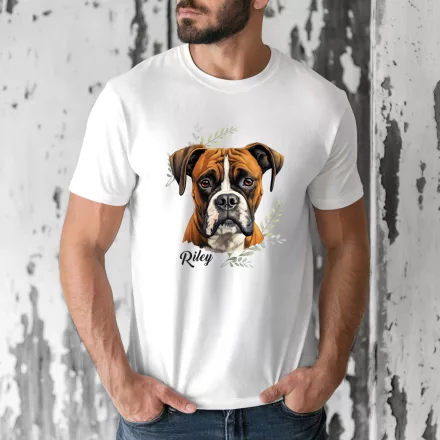 Névvel kérhető - Barna Boxer portré férfi póló