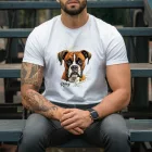 Névvel kérhető - Barna Boxer portré férfi póló