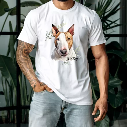 Névvel kérhető - Barna Bullterrier portré férfi póló