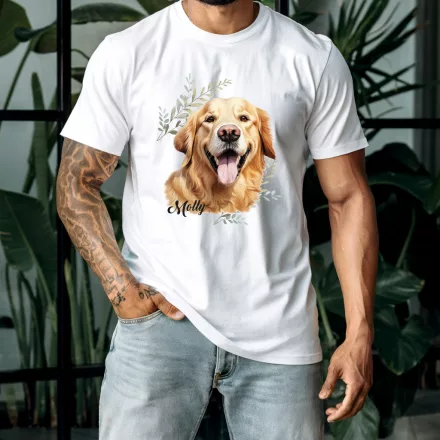 Névvel kérhető - Golden Retriever portré férfi póló