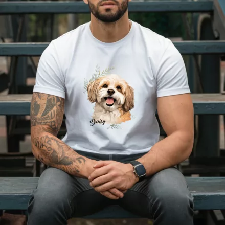 Névvel kérhető - Barna Havanese portré férfi póló