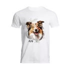 Névvel kérhető - Vidám Skót juhászkutya portré férfi póló