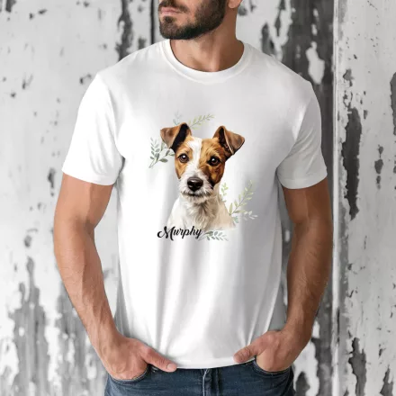 Névvel kérhető - Jack Russell terrier portré férfi póló