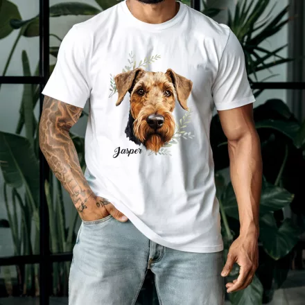 Névvel kérhető - Welsh terrier portré férfi póló