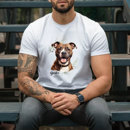 Névvel kérhető - Staffordshire terrier portré férfi póló