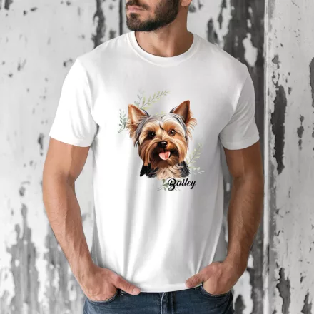 Névvel kérhető - Yorkshire terrier portré férfi póló