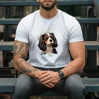 Névvel kérhető - Trikolor Cavalier King Charles spániel portré férfi póló