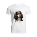 Névvel kérhető - Trikolor Cavalier King Charles spániel portré férfi póló