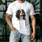 Névvel kérhető - Trikolor Cavalier King Charles spániel portré férfi póló