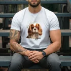 Névvel kérhető - Vörös Cavalier King Charles spániel portré férfi póló