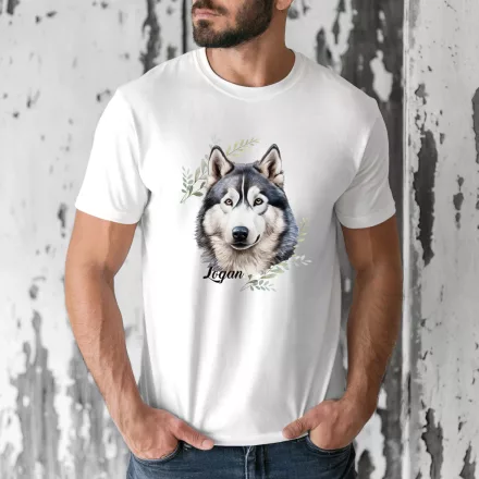 Névvel kérhető - Husky portré férfi póló
