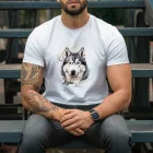 Névvel kérhető - Husky portré férfi póló