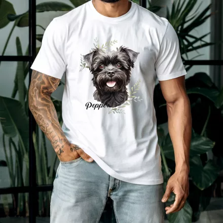 Névvel kérhető - Fekete Affenpinscher portré férfi póló