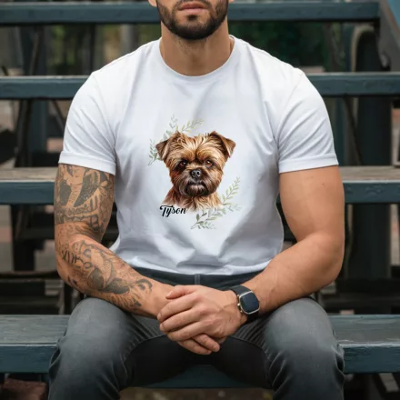 Névvel kérhető - Barna Affenpinscher portré férfi póló